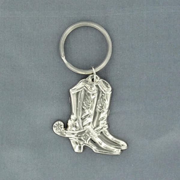 Silver Cowboy Boots Keychain - Broken horn