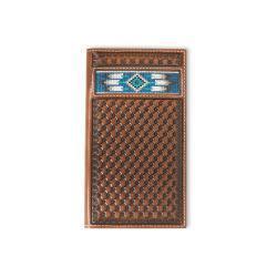 Ariat Men's Rodeo Style Wallet Southwestern Inlay - Broken horn