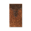 Ariat Men's Rodeo Wallet Ostrich Florar Embossed Brown - Broken horn