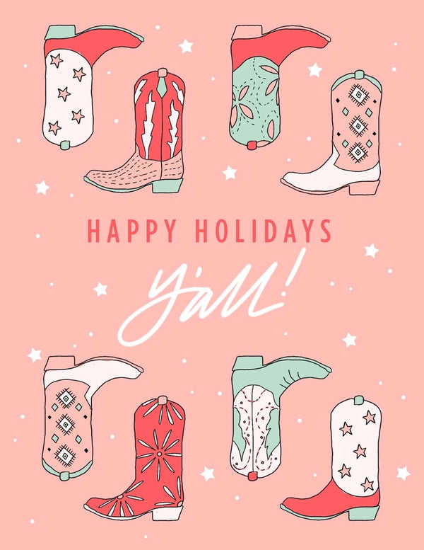 Happy Holidays Y'all Card - Broken horn