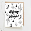 Merry + Bright Black and White Card - Broken horn