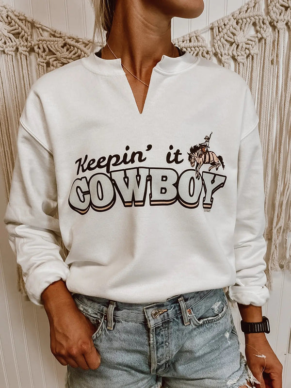 Keepin' It Cowboy Crewneck - Broken horn
