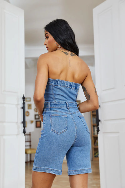 Bandeau Short Jumpsuit Denim