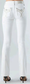 Mid-Rise Bootcut Miss Me White Jean - Broken horn