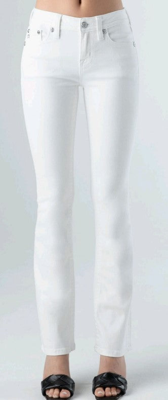 Mid-Rise Bootcut Miss Me White Jean - Broken horn