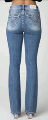 Miss Me High Rise Ladies Boot Cut Jeans - Broken horn