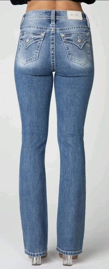 Miss Me High Rise Ladies Boot Cut Jeans - Broken horn