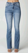 Miss Me High Rise Ladies Boot Cut Jeans - Broken horn