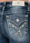 Mid-Rise Bootcut Miss Me Jeans with Faux back Pocket - Broken horn