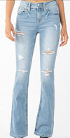 Miss Me Distressed High Rise Bootcut Jeans - Broken horn
