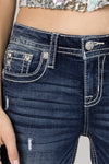 Miss Me Mid Rise Boot Cut Jean - Cross - Broken horn