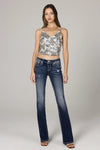 Miss Me Mid Rise Boot Cut Jean - Cross - Broken horn