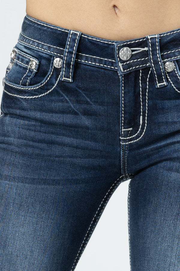 Miss Me Aztec Bull Mid-Rise Boot Cut - Broken horn
