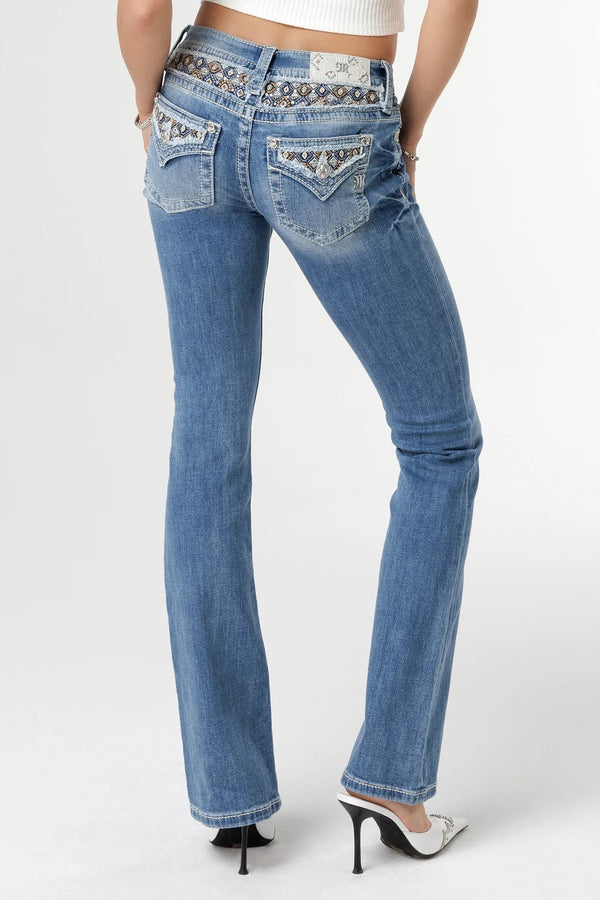 Stitched to Topaz Bootcut Jeans - Broken horn