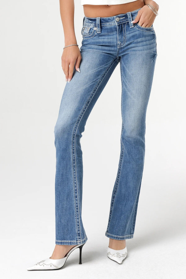 Stitched to Topaz Bootcut Jeans - Broken horn