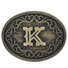 Filigree Initial Attitude Belt Buckle - Broken horn