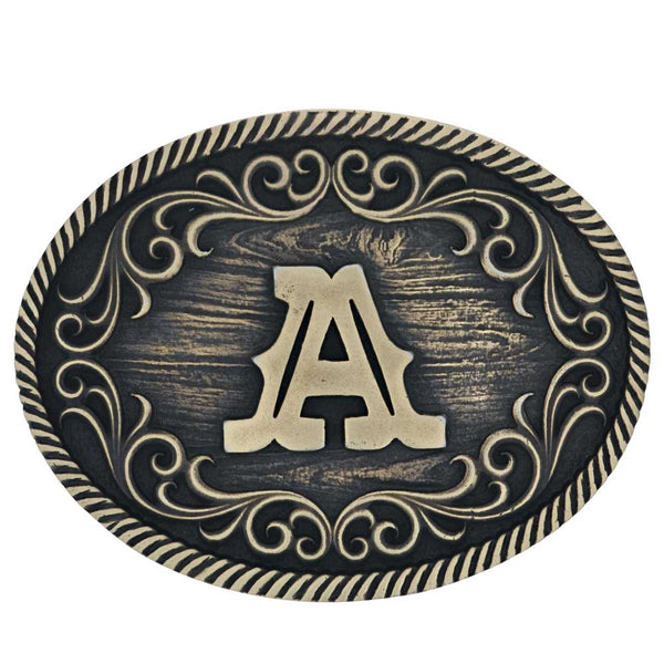 Filigree Initial Attitude Belt Buckle - Broken horn