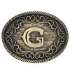 Filigree Initial Attitude Belt Buckle - Broken horn