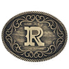 Filigree Initial Attitude Belt Buckle - Broken horn