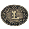 Filigree Initial Attitude Belt Buckle - Broken horn
