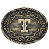 Filigree Initial Attitude Belt Buckle - Broken horn