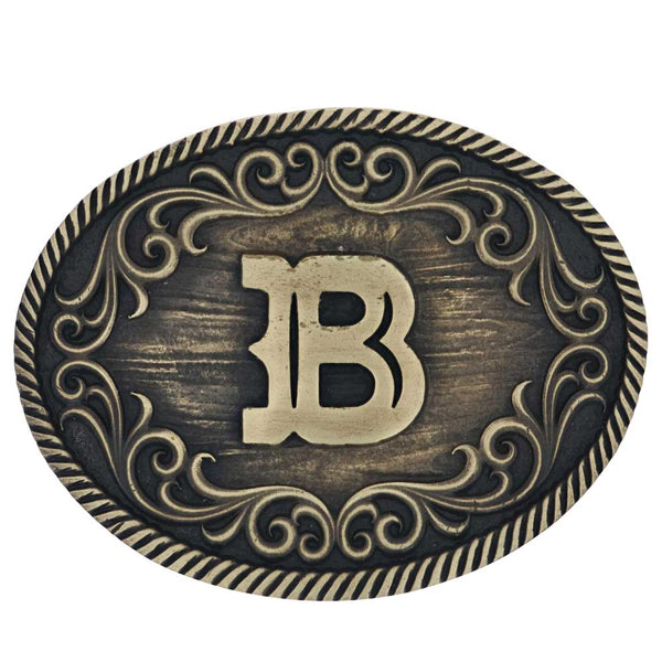 Filigree Initial Attitude Belt Buckle - Broken horn