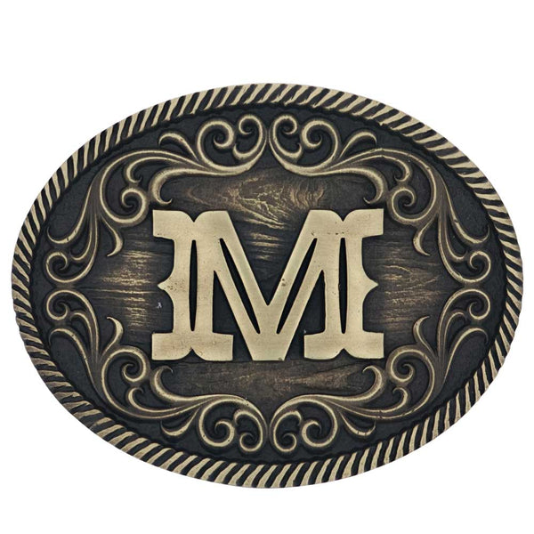 Filigree Initial Attitude Belt Buckle - Broken horn