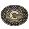 Filigree Initial Attitude Belt Buckle - Broken horn