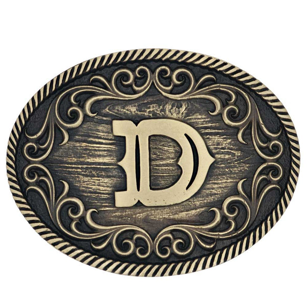 Filigree Initial Attitude Belt Buckle - Broken horn