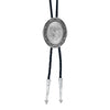 Southwestern Rancher's Bolo Tie in Antiqued Silver - Broken horn