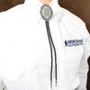 Southwestern Rancher's Bolo Tie in Antiqued Silver - Broken horn