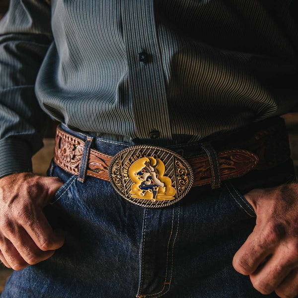 Cowboy Sh*t Bullrider Attitude Buckle - Broken horn