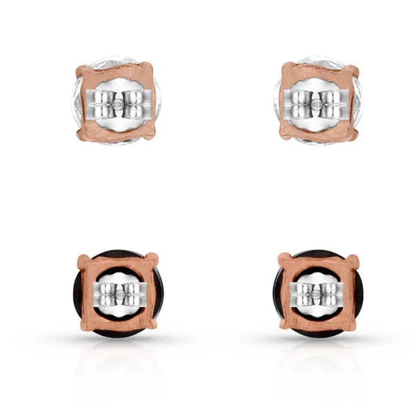 Opposites Attract Double Crystal Post Earring Set - Broken horn