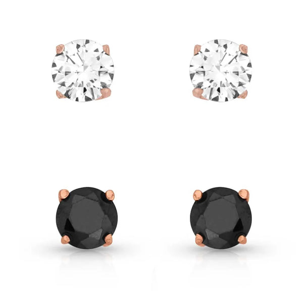 Opposites Attract Double Crystal Post Earring Set - Broken horn