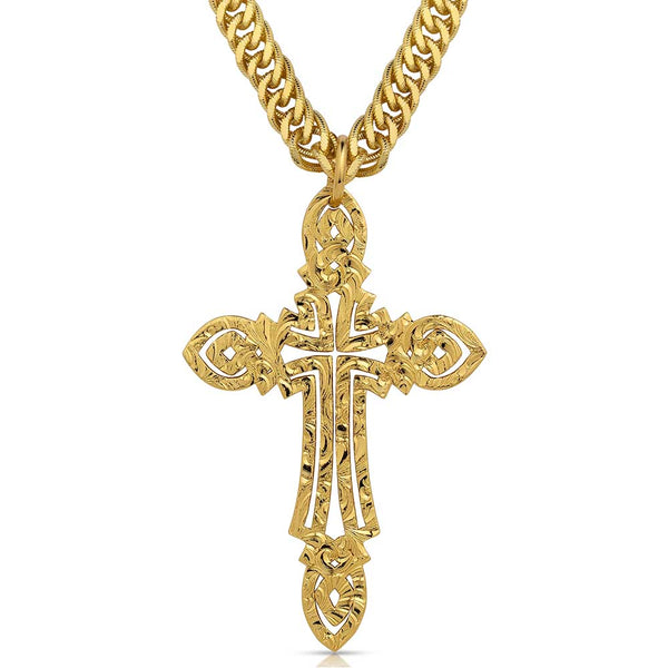 Grand Faith Cross Necklace - Broken horn