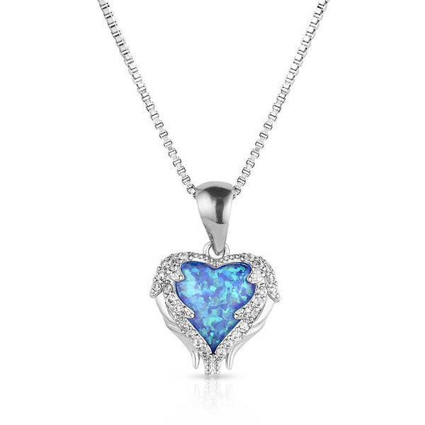 Heart's Flame Opal Necklace - Broken horn