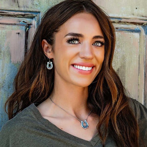 Inner Light Turquoise Horseshoe Necklace - Broken horn
