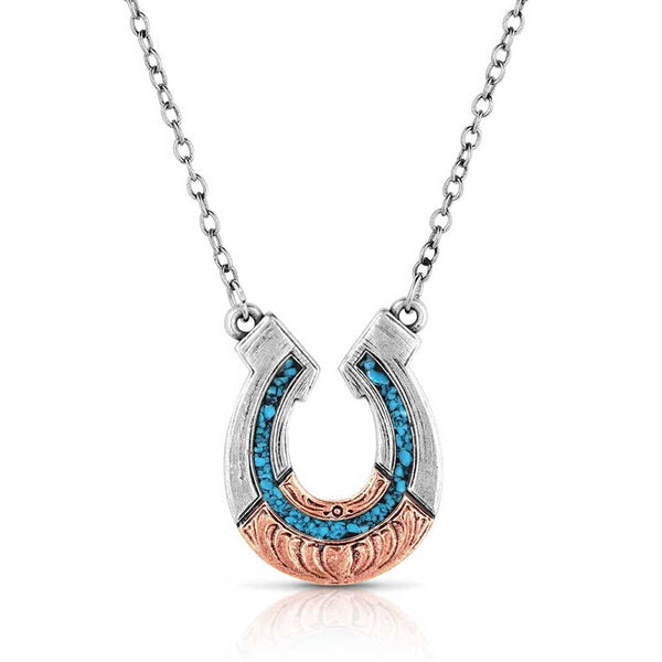 Inner Light Turquoise Horseshoe Necklace - Broken horn