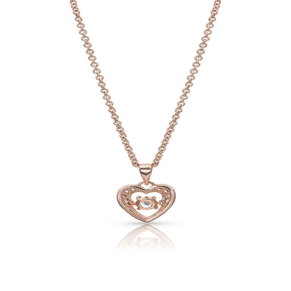 Let's Dance A Little Dance Rose Gold Heart Necklace - Broken horn