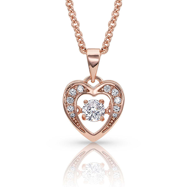 Let's Dance A Little Dance Rose Gold Heart Necklace - Broken horn
