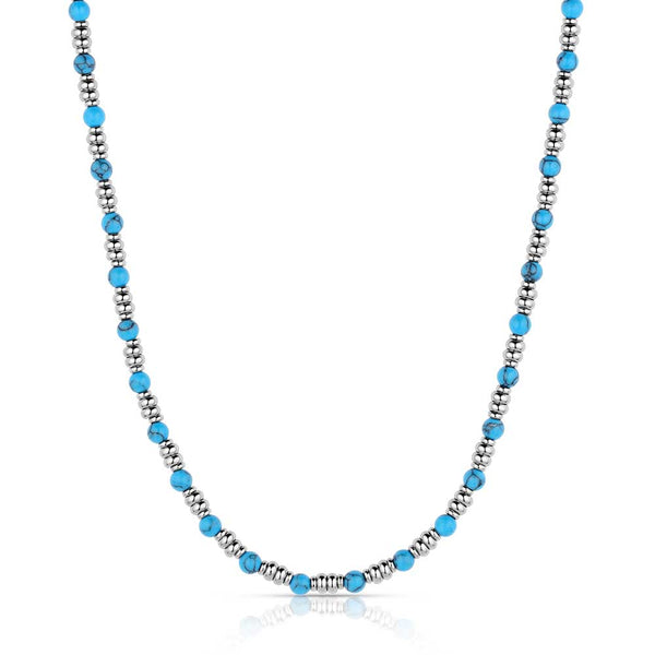 Turquoise Beaded Necklace - Broken horn