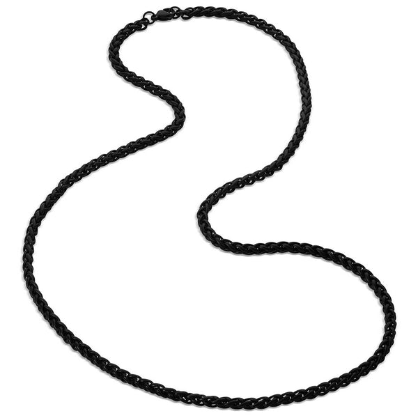 Midnight Onyx Wheat Chain Necklace - Broken horn