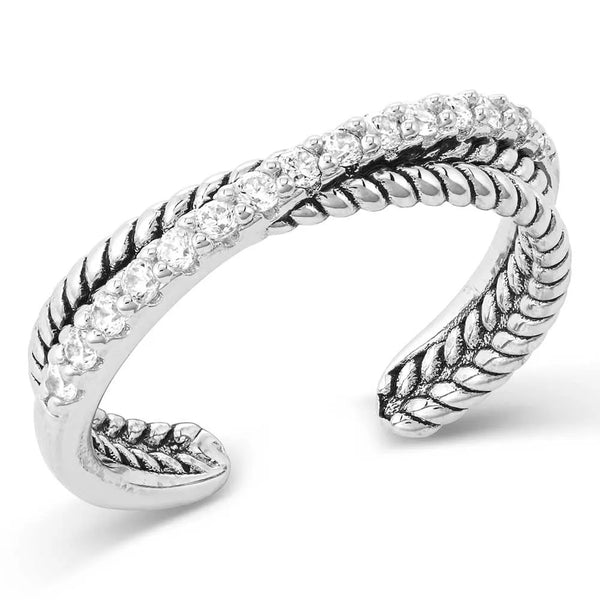Crystal Crossover Open Ring - Broken horn