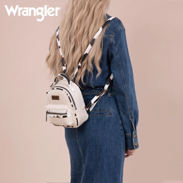 Wrangler Cow Print Mini Backpack W/Coin Pouch - Broken horn