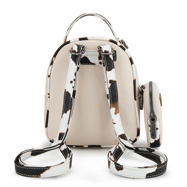 Wrangler Cow Print Mini Backpack W/Coin Pouch - Broken horn