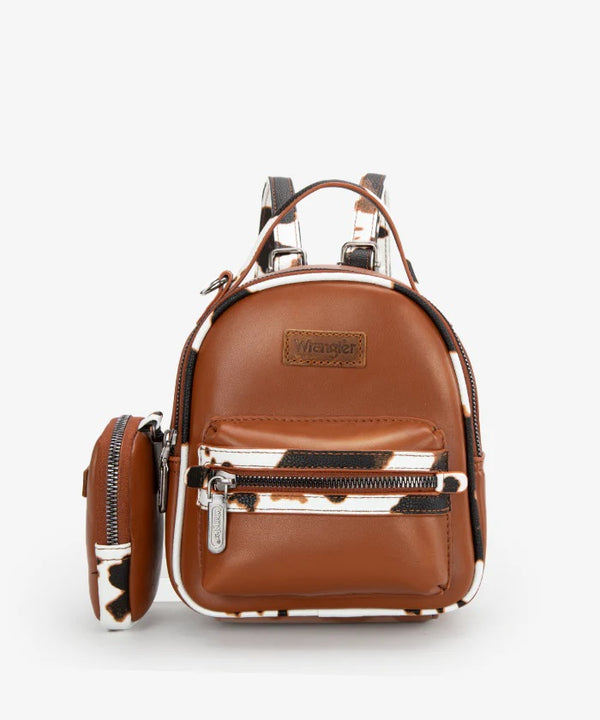 Wrangler Cow Print Mini Backpack W/Coin Pouch - Broken horn
