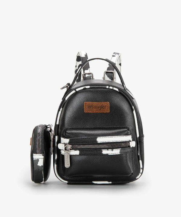 Wrangler Cow Print Mini Backpack W/Coin Pouch - Broken horn