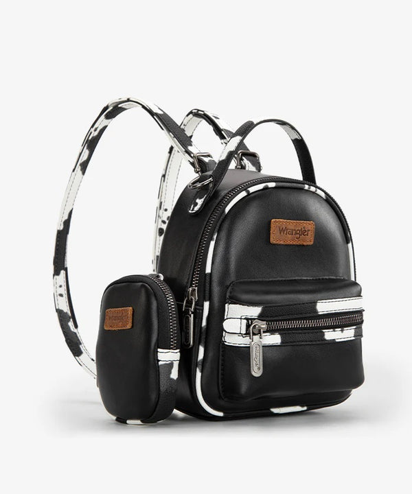 Wrangler Cow Print Mini Backpack W/Coin Pouch - Broken horn