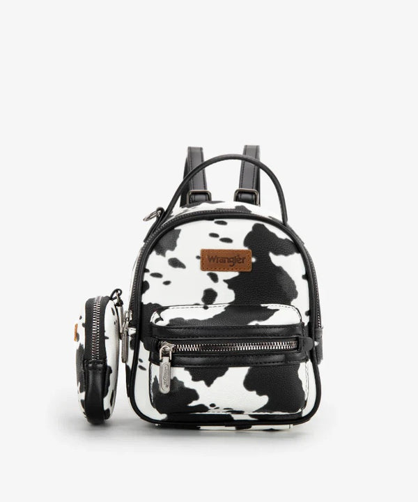 Wrangler Cow Print Mini Backpack W/Coin Pouch - Broken horn