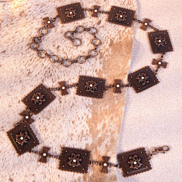 Wrangler Boho Concho Chain Link Belt - Broken horn